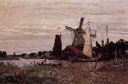 Claude Monet A Windmill at Zaandam Spain oil painting artist